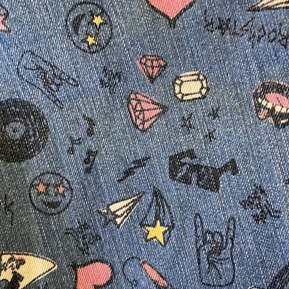 Kids 9/10 Jeans Leggings graffiti emoji print denim - Picture 5 of 7